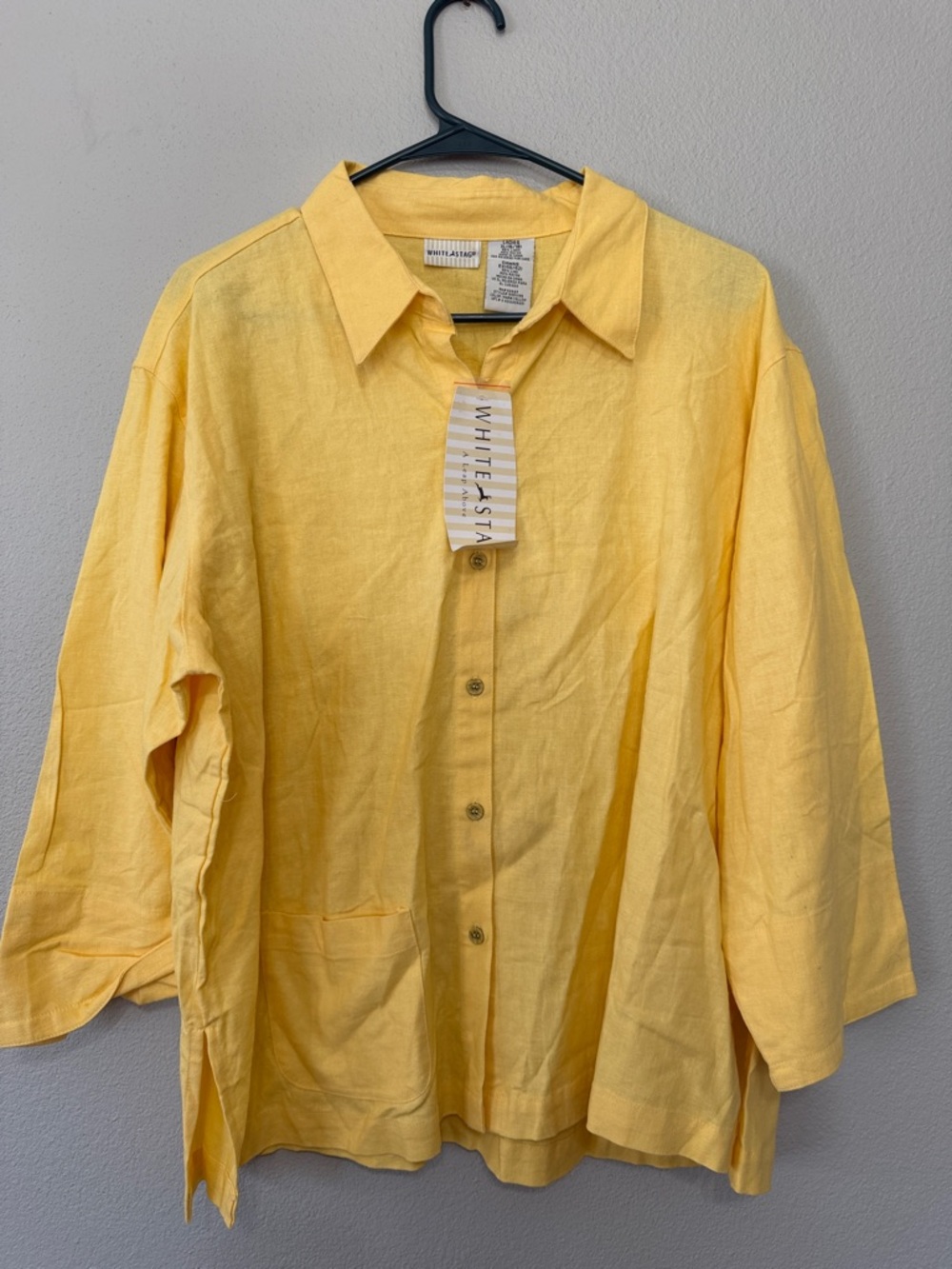 VTG White Stag Sunny Yellow Linen Shirt Jacket XL Dead Stock Granny Core